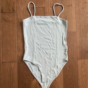 TopShop Square Neck Spaghetti Strap Bodysuit In Blue 🦋